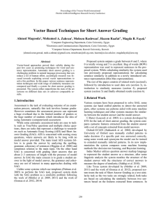Vector Based Techniques for Short Answer Grading
