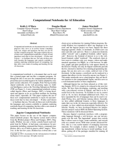 Computational Notebooks for AI Education Keith J. O’Hara Douglas Blank James Marshall