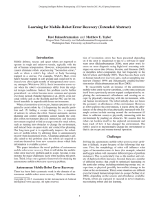 Learning for Mobile-Robot Error Recovery (Extended Abstract)