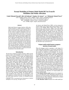 Formal Modelling of Output Multi-Modal HCI in Event-B: Linda Mohand-Oussaid