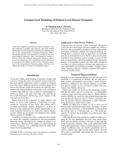Unsupervised Modeling of Patient-Level Disease Dynamics S. Tamang and S. Parsons