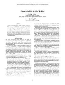 Characterizability in Belief Revision Gy¨orgy Tur´an Jon Yaggie