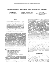 Ontological Analysis For Description Logics Knowledge Base Debugging Julien Corman Nathalie Aussenac-Gilles