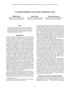 Learning Probabilistic Logic Models with Human Advice Phillip Odom Tushar Khot Sriraam Natarajan