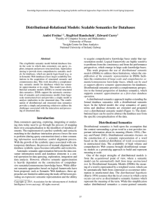 Distributional-Relational Models: Scalable Semantics for Databases Andr´e Freitas , Siegfried Handschuh