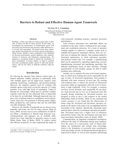 Barriers to Robust and Effective Human-Agent Teamwork Abstract