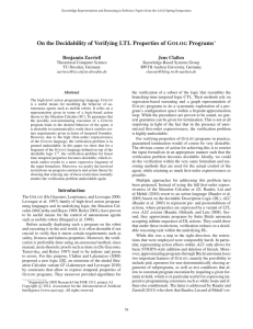 On the Decidability of Verifying LTL Properties of G Programs OLOG Benjamin Zarrieß