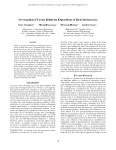 Investigation of Future Reference Expressions in Trend Information Yoko Nakajima*† Michal Ptaszynski†