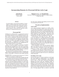 Incorporating Elements of a Processual Self into Active Logic Justin Brody