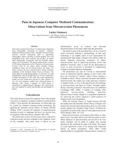 Puns in Japanese Computer Mediated Communication: Observations from Misconversion Phenomena Yukiko Nishimura