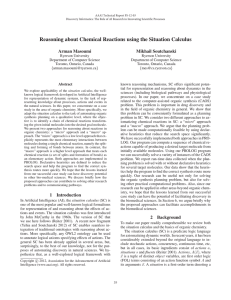 Reasoning about Chemical Reactions using the Situation Calculus Arman Masoumi Mikhail Soutchanski