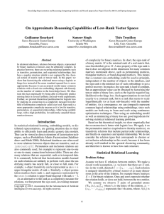 On Approximate Reasoning Capabilities of Low-Rank Vector Spaces Guillaume Bouchard Sameer Singh