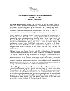 Distributional Impact of Privatization Conference February 24, 2003 Speaker Biographies