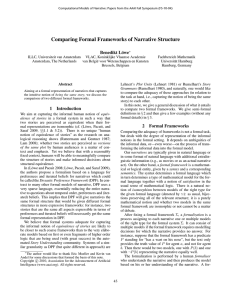 Comparing Formal Frameworks of Narrative Structure Benedikt L¨owe