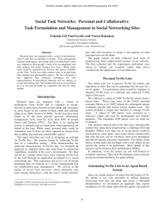 Social Task Networks:  Personal and Collaborative