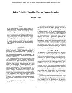 Judged Probability, Unpacking Effect and Quantum Formalism Riccardo Franco