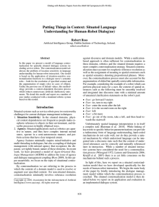 Putting Things in Context: Situated Language Understanding for Human-Robot Dialog(ue) Robert Ross