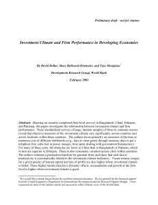 Investment Climate and Firm Performance in Developing Economies
