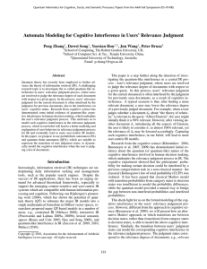 Automata Modeling for Cognitive Interference in Users’ Relevance Judgment Peng Zhang