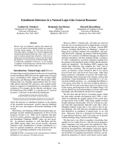 Entailment Inference in a Natural Logic-Like General Reasoner Lenhart K. Schubert