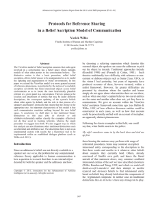 Protocols for Reference Sharing Yorick Wilks