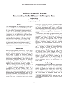 Third Party-Owned PV Systems: Understanding Market Diffusion with Geospatial Tools Ria Langheim