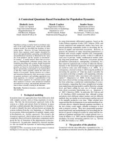 A Contextual Quantum-Based Formalism for Population Dynamics Diederik Aerts Marek Czachor Sandro Sozzo