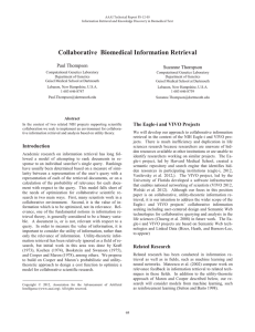 Collaborative  Biomedical Information Retrieval Paul Thompson Suzanne Thompson