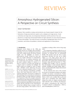 Reviews Amorphous Hydrogenated Silicon: A Perspective on Circuit Synthesis Sanjiv Sambandan