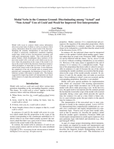 Modal Verbs in the Common Ground: Discriminating among “Actual” and Could