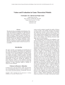 Values and Evaluation in Game Theoretical Models
