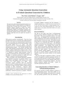 Using Automatic Question Generation to Evaluate Questions Generated by Children Wei Chen