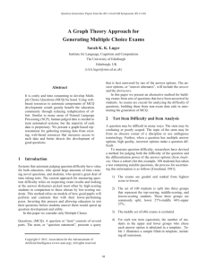 A Graph Theory Approach for Generating Multiple Choice Exams