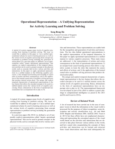 Operational Representation – A Unifying Representation Seng-Beng Ho