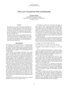 Three Laws Learned from Web-scale Reasoning Jacopo Urbani