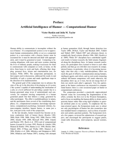Preface: Artificial Intelligence of Humor — Computational Humor