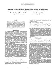 Reasoning about Truthfulness of Agents Using Answer Set Programming Marcello Balduccini