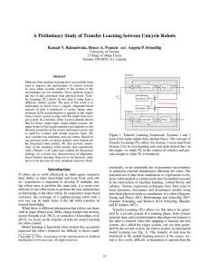 A Preliminary Study of Transfer Learning between Unicycle Robots