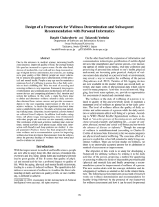 Design of a Framework for Wellness Determination and Subsequent