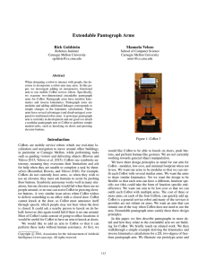 Extendable Pantograph Arms Rick Goldstein Manuela Veloso