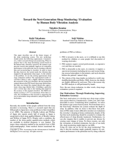 Toward the Next-Generation Sleep Monitoring / Evaluation Takahiro Komine Keiki Takadama