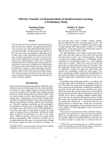Effective Transfer via Demonstrations in Reinforcement Learning: A Preliminary Study Zhaodong Wang