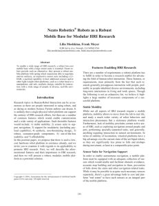 Neato Robotics Robots as a Robust Mobile Base for Modular HRI Research