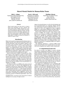 Shared Mental Models for Human-Robot Teams Julie A. Adams Scott A. DeLoach