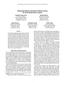 Humanoid Robots and Spoken Dialog Systems for Brief Health Interventions Saminda Abeyruwan