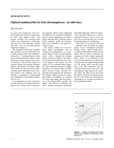 Optical nonlinearities in twin chromophores: An odd story RESEARCH NEWS Ram Seshadri