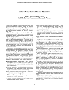 Preface: Computational Models of Narrative Mark A. Finlayson, Pablo Gerv´as,