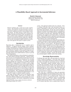 A Plausibility-Based Approach to Incremental Inference David J. Stracuzzi
