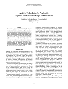 Assistive Technologies for People with Cognitive Disabilities: Challenges and Possibilities