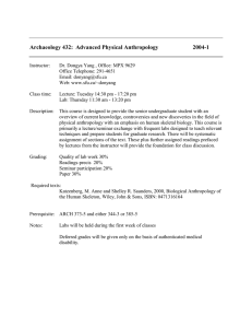 Archaeology 432: Advanced Physical Anthropology 2004-1